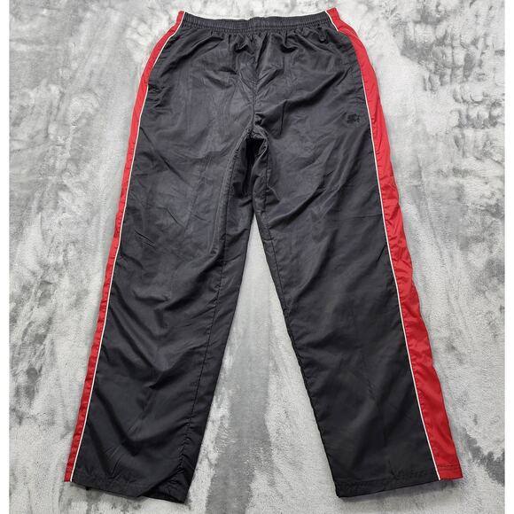 STARTER Other - Vintage 90s Starter Pant Mens M Black Red Striped Windbreaker Trackpants Zip Hem
